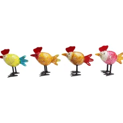 Deko Hahn eiform, kleiner Metallhahn orange mit rotem Schweif, 8x9cm