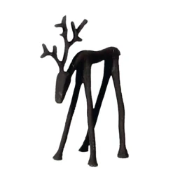 Deko Hirsch Karlik, sehr schlanker Metallhirsch, Rentier gebückt, 20cm, WMG Grünberger