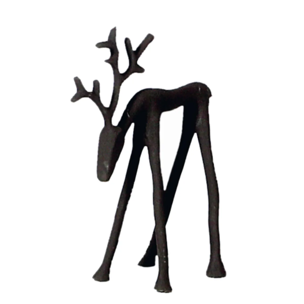 Deko Hirsch Karlik, sehr schlanker Metallhirsch, Rentier gebückt, 20cm, WMG Grünberger