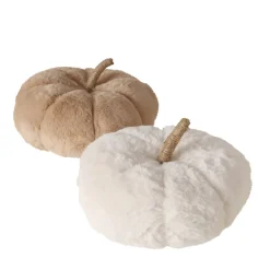 Deko Kissen Kürbis Johanne braun oder weiß, Plüschkissen in kürbisform, 30cm, Boltze Home Collection