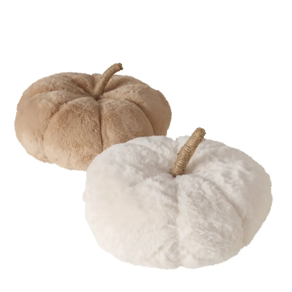 Deko Kissen Kürbis Johanne braun oder weiß, Plüschkissen in kürbisform, 30cm, Boltze Home Collection