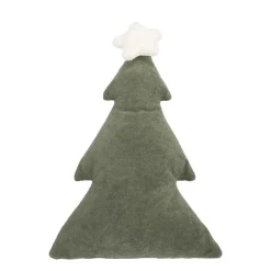 Deko Kissen Tannenbaum Dans, weiches grünes Formkissen Tannenbaum mit Stern, 45cm
