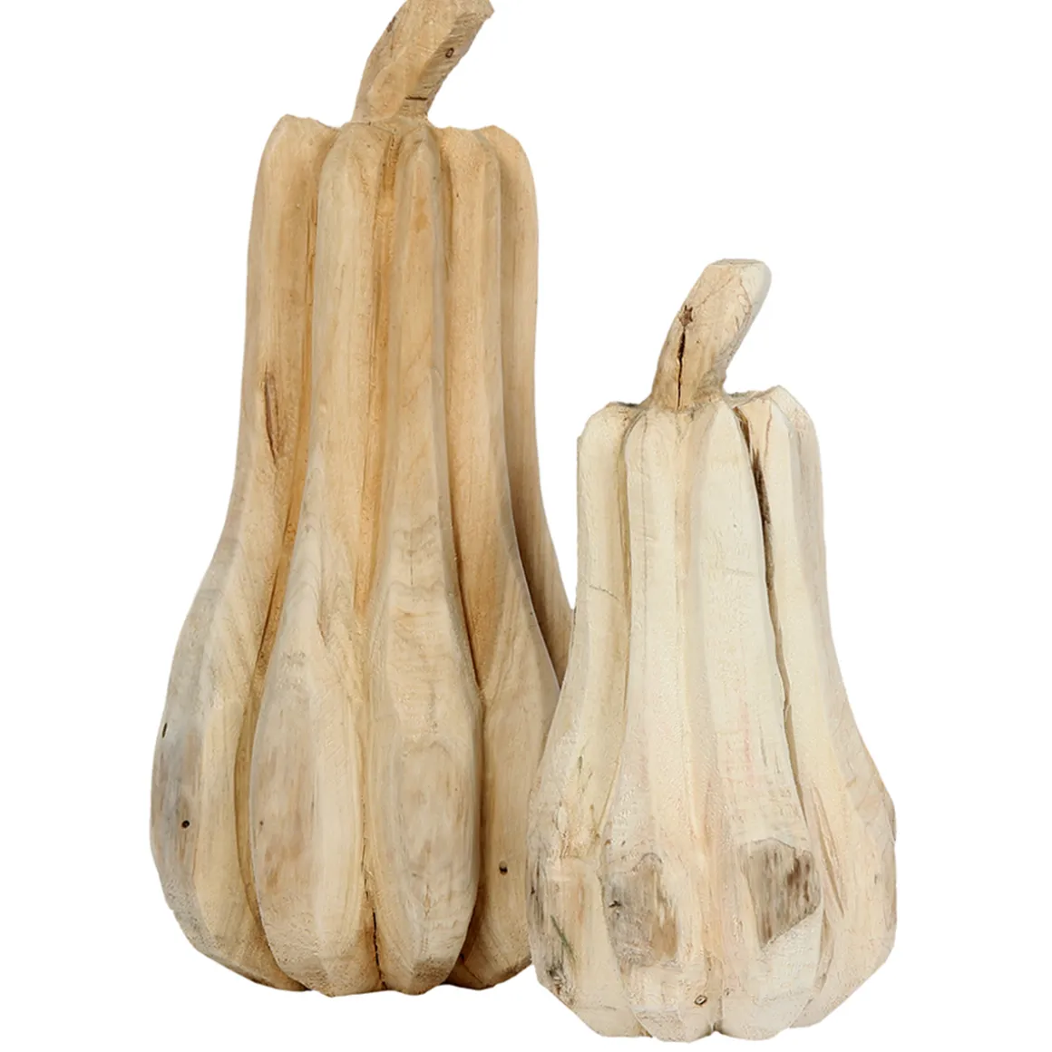 Deko Kürbis Natur, schmaler Kürbis aus Naturholz, 55cm, WMG Grünberger