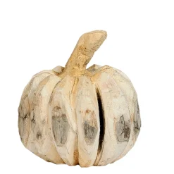 Deko Kürbis Natur, runder Kürbis aus Naturholz, 25cm, WMG Grünberger