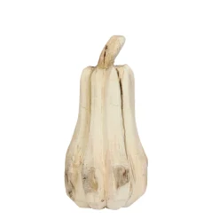 Deko Kürbis Natur, schmaler Kürbis aus Naturholz, 40cm, WMG Grünberger