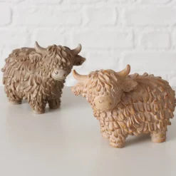 Deko Kuh Buffy, Schottisches Hochlandrind braun, 18x13cm, Boltze Home Collections
