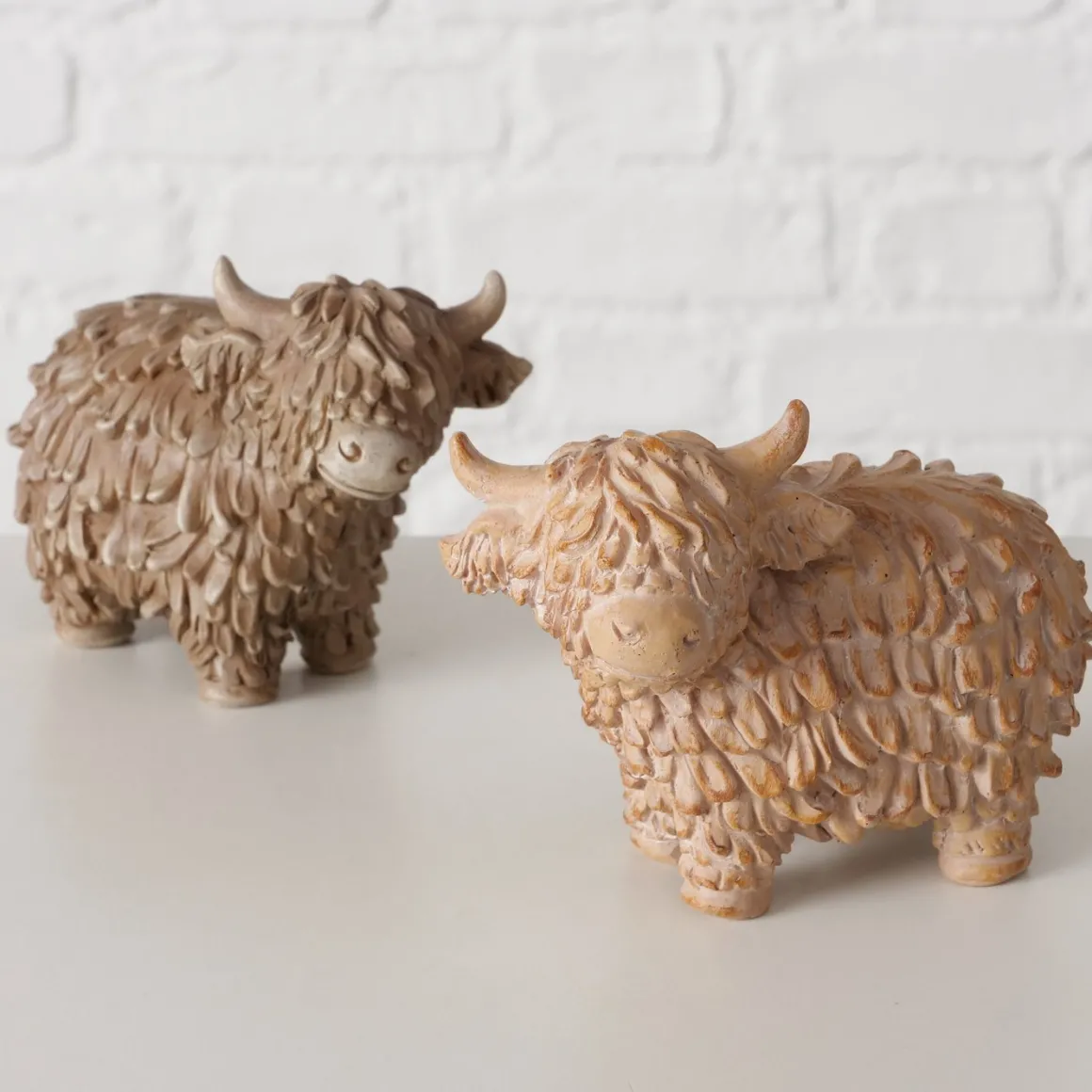 Deko Kuh Buffy, Schottisches Hochlandrind braun, 18x13cm, Boltze Home Collections