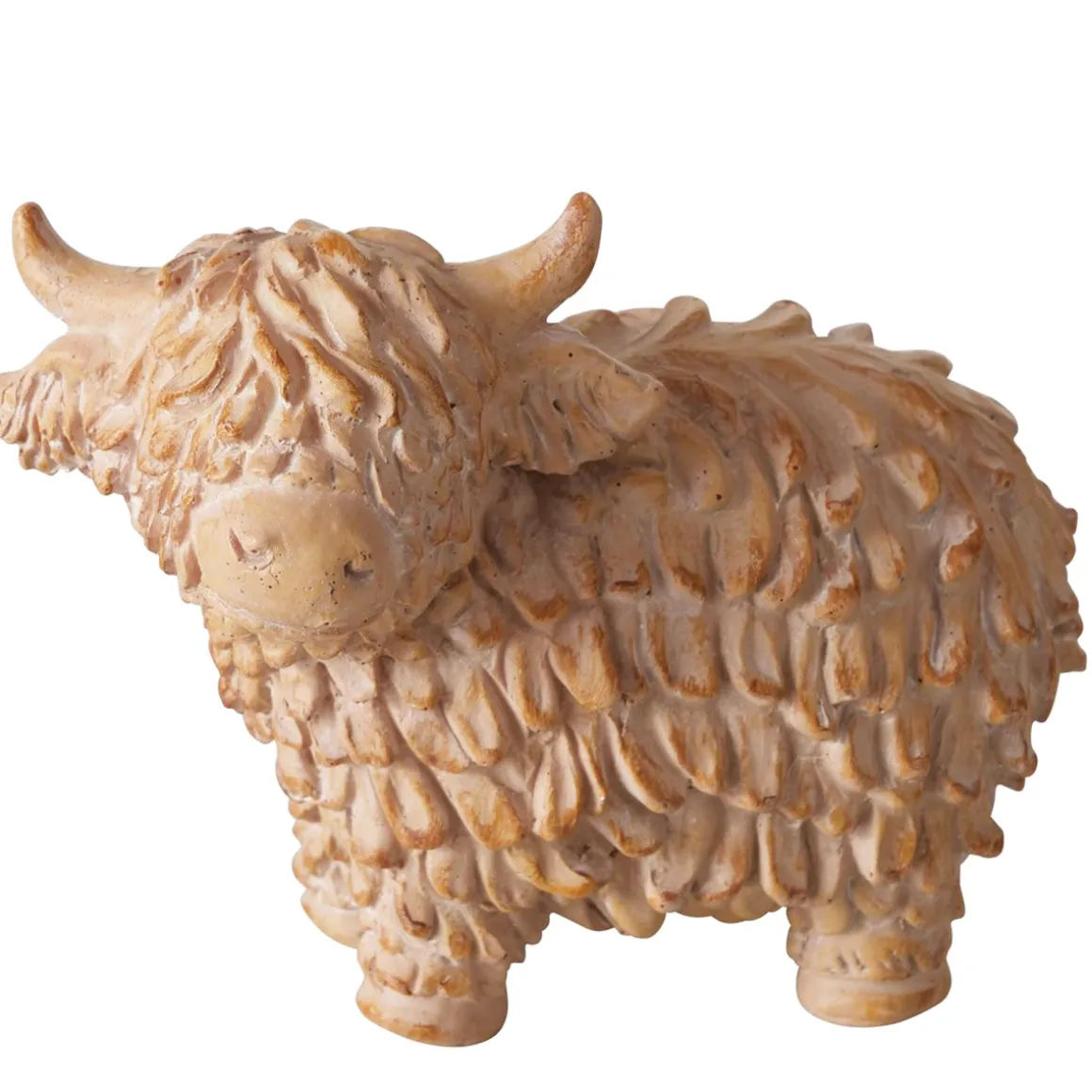 Deko Kuh Buffy, Schottisches Hochlandrind braun, 18x13cm, Boltze Home Collections