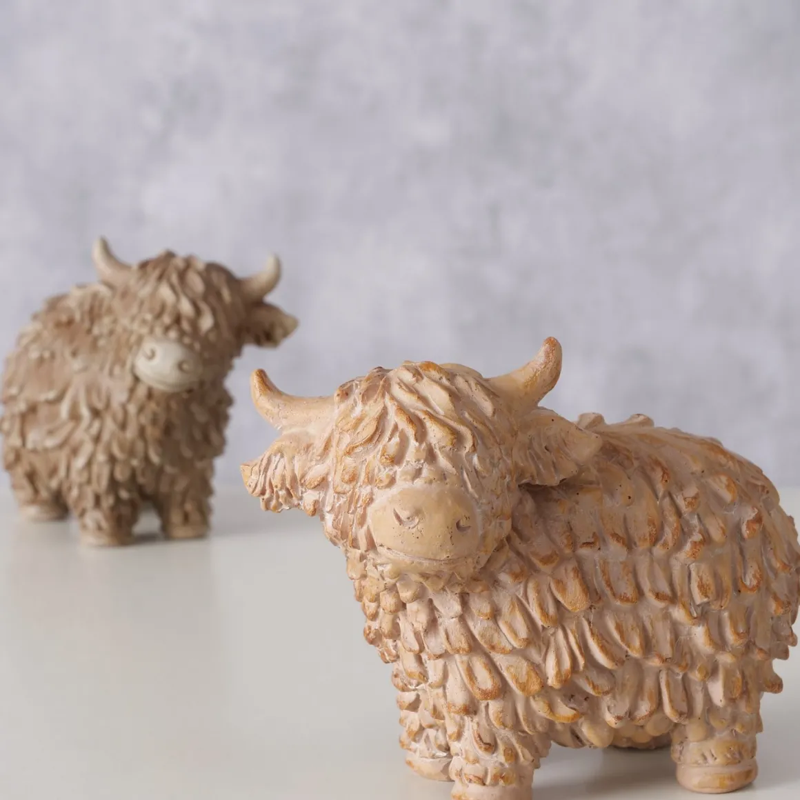 Deko Kuh Buffy, Schottisches Hochlandrind braun, 18x13cm, Boltze Home Collections