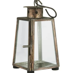 Deko Laterne mit kleinem Schornstein dunkles gold used look, Laursen