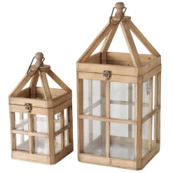 Deko Laterne Torre, Holzlaterne mit Glas-Sprossen-Fenster, 38cm, Boltze Home Collection