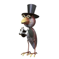 Deko Rabe Rudi, Metallrabe mit Fernglas, Zylinder und Brille, 24cm