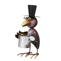 Deko Rabe Rudi, Metallrabe mit Gießkanne, Zylinder und Brille, 24cm