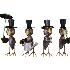 Deko Rabe Rudi, Metallrabe mit Gießkanne, Zylinder und Brille, 24cm