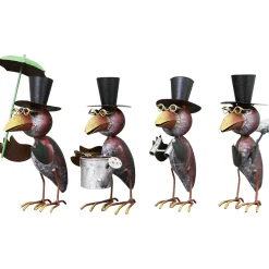 Deko Rabe Rudi, Metallrabe mit Regenschirm, Zylinder und Brille, 24cm