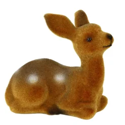 Deko Reh Bambi samtlook braun, Kunststoffbambi liegend, 13cm