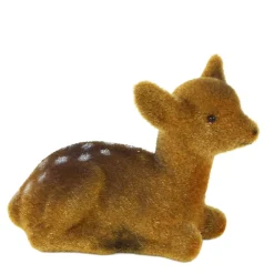 Deko Reh Bambi samtlook braun, kleines Kunststoffbambi liegend, 7cm
