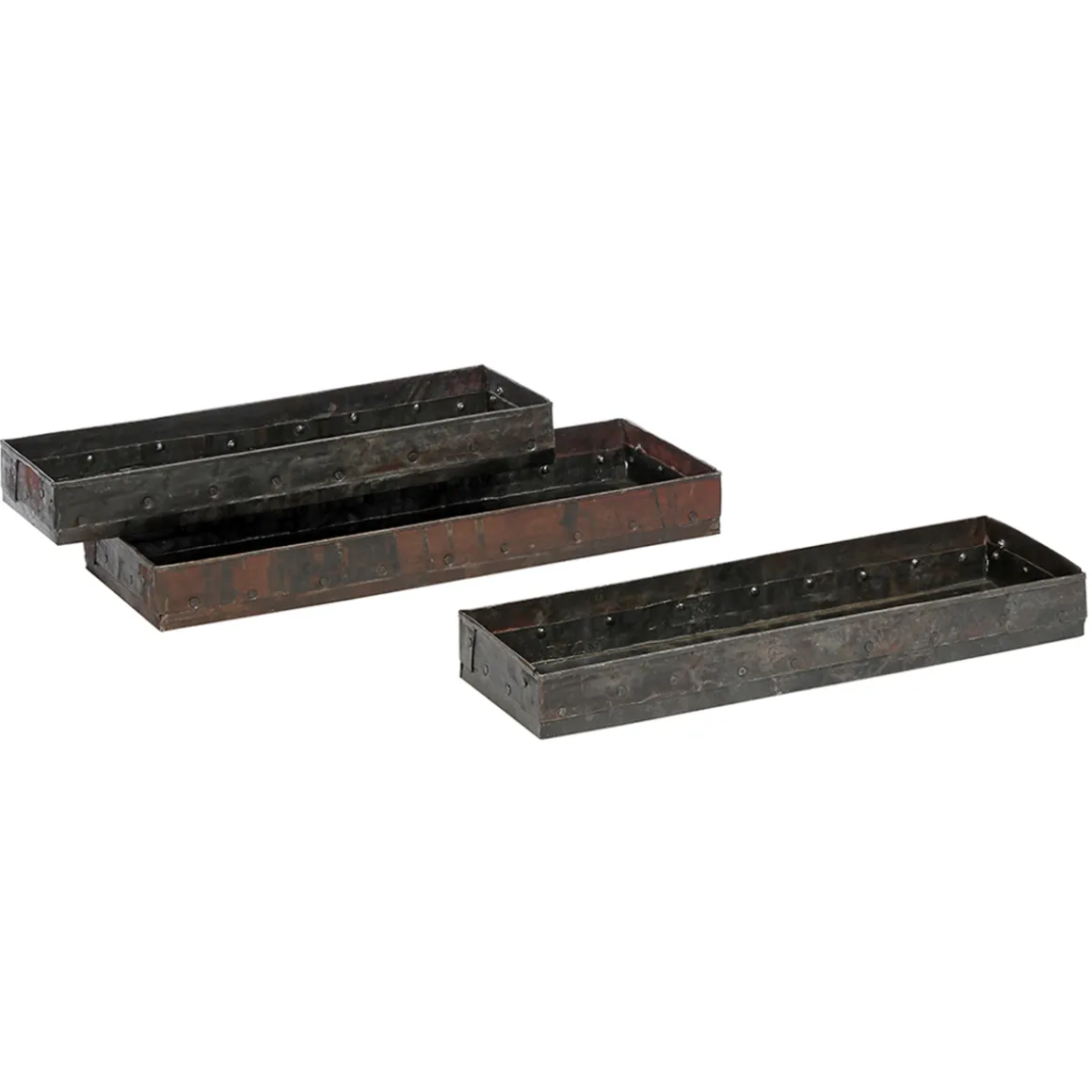 Deko Schale Jardiniere Antik, rustikale beschlagene und genietete Eisenschale, 43cm, WMG Grünberger