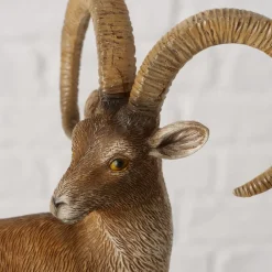 Deko Steinbock Poldie, Steinbock liegend, braun, 15cm, Boltze Home Collection