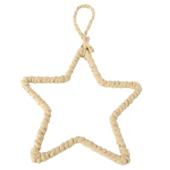 Deko Stern Jute-Bast Natur, Jutestern hell, Weihnachtsstern umwickelt, Ø15cm