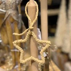 Deko Stern Jute-Bast Natur, Jutestern hell, Weihnachtsstern umwickelt, Ø10cm