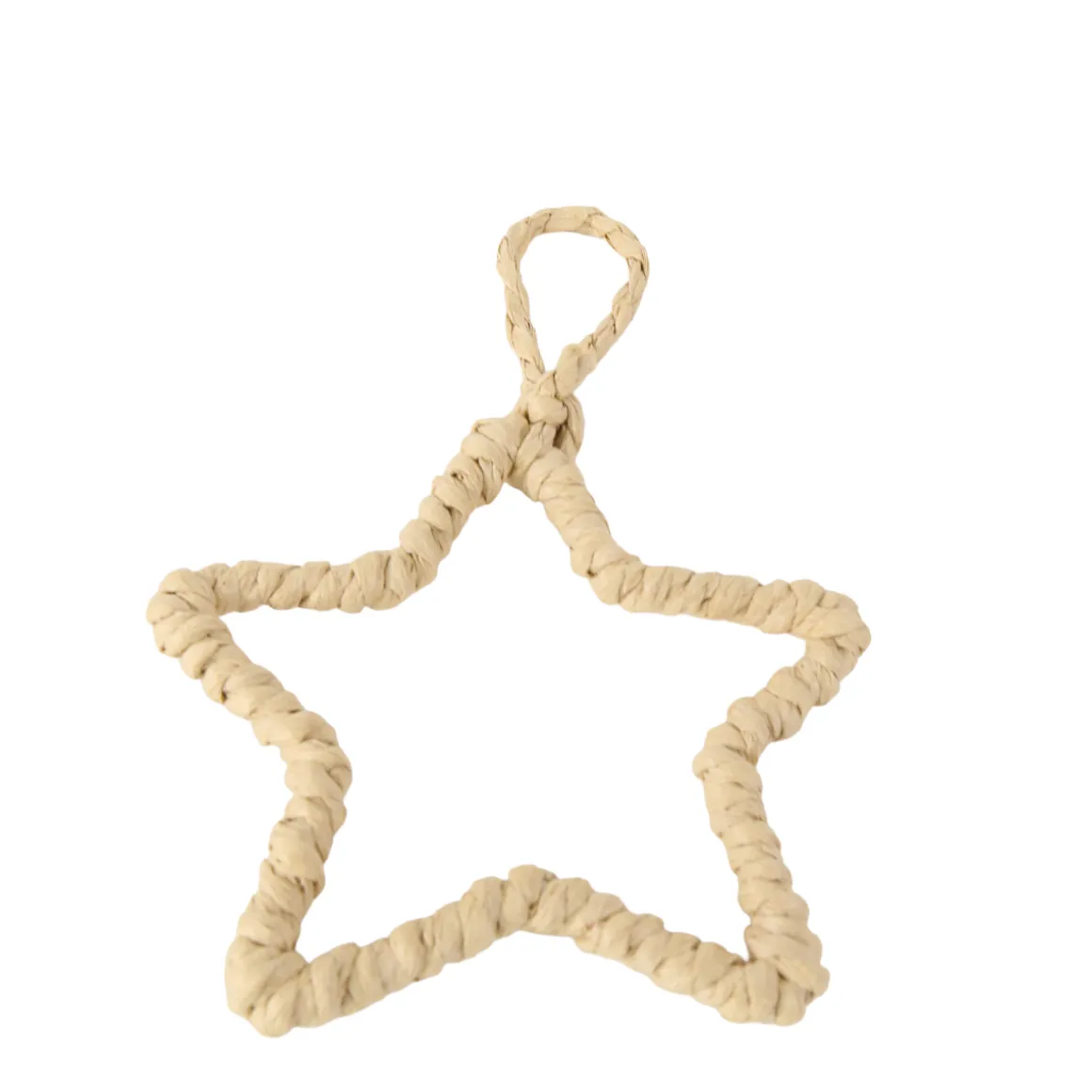 Deko Stern Jute-Bast Natur, Jutestern hell, Weihnachtsstern umwickelt, Ø10cm