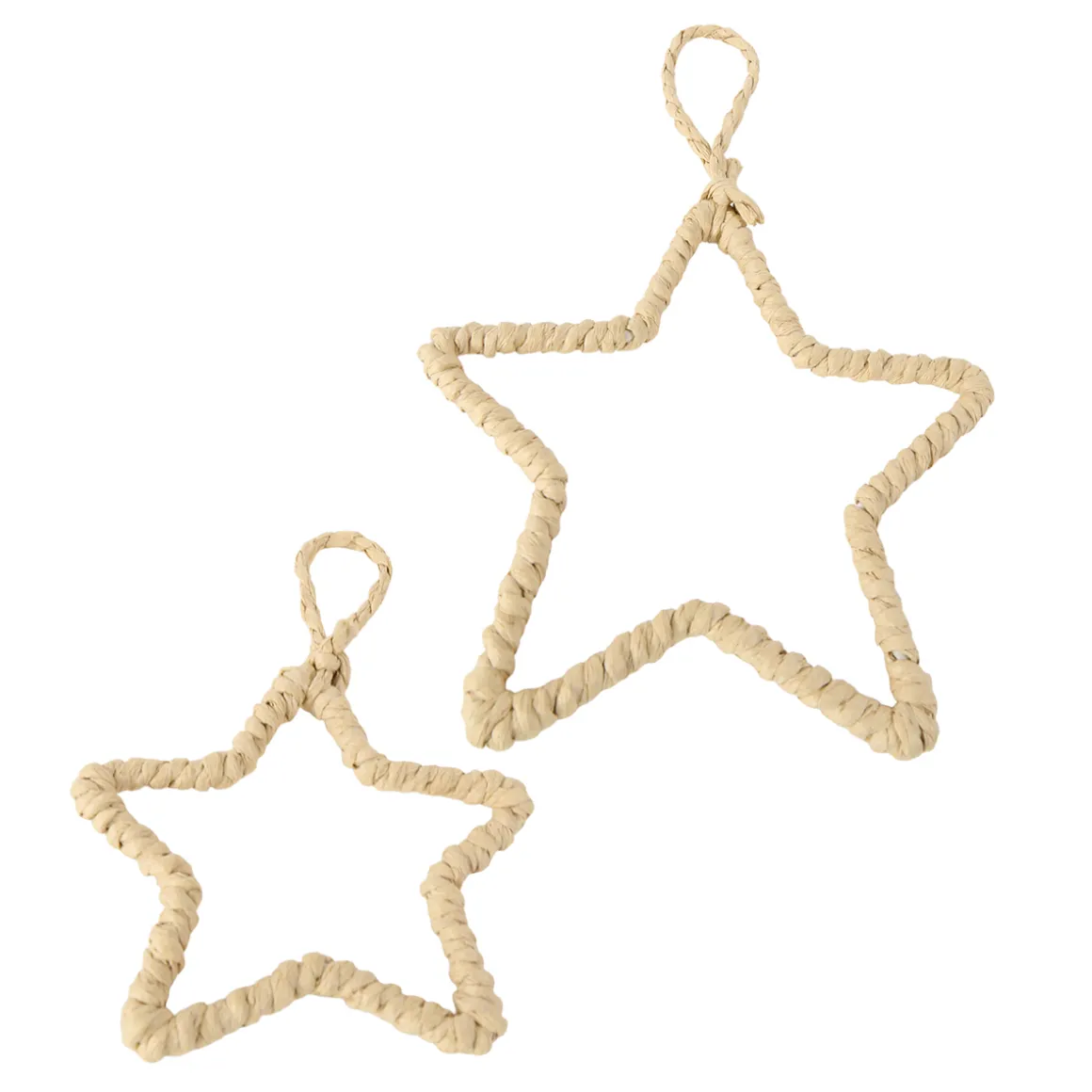 Deko Stern Jute-Bast Natur, Jutestern hell, Weihnachtsstern umwickelt, Ø10cm