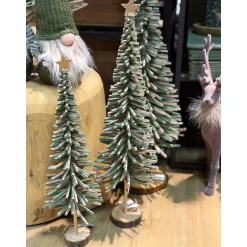 Deko Tannenbaum mit Goldstern, Filzbaum 2-farbig auf Holzfuß, 71cm