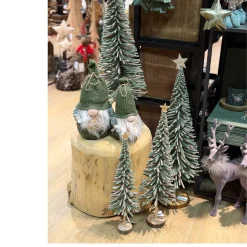 Deko Tannenbaum mit Goldstern, Filzbaum 2-farbig auf Holzfuß, 71cm