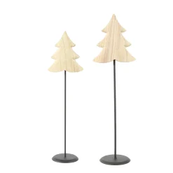 Deko Tannenbaum Naturholz, Holzbaum Natur auf Metallständer, 44cm