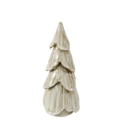Deko Tannenbaum, schlichter Keramikbaum creme-braun, 25cm
