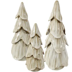 Deko Tannenbaum, schlichter Keramikbaum creme-braun, 25cm