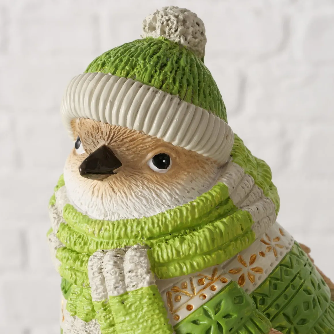 Deko Vogel Hanno, Wintervogel mit Pullover, Mütze und Schal, Boltze Home Collections