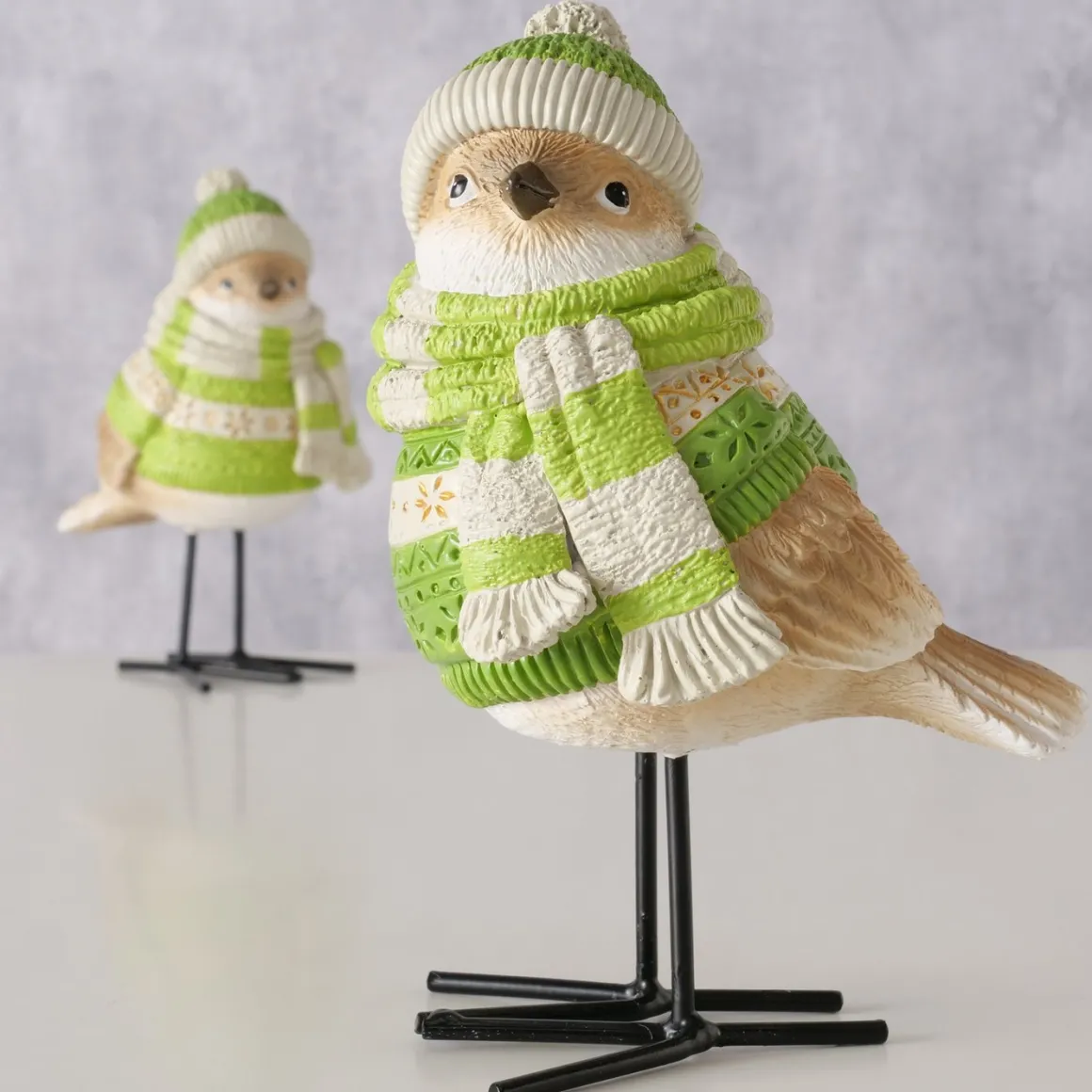 Deko Vogel Hanno, Wintervogel mit Pullover, Mütze und Schal, Boltze Home Collections