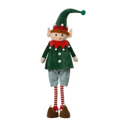 Deko Weihnachtselfe grün, große Weihnachtselfe auf langen Beinen, 120cm