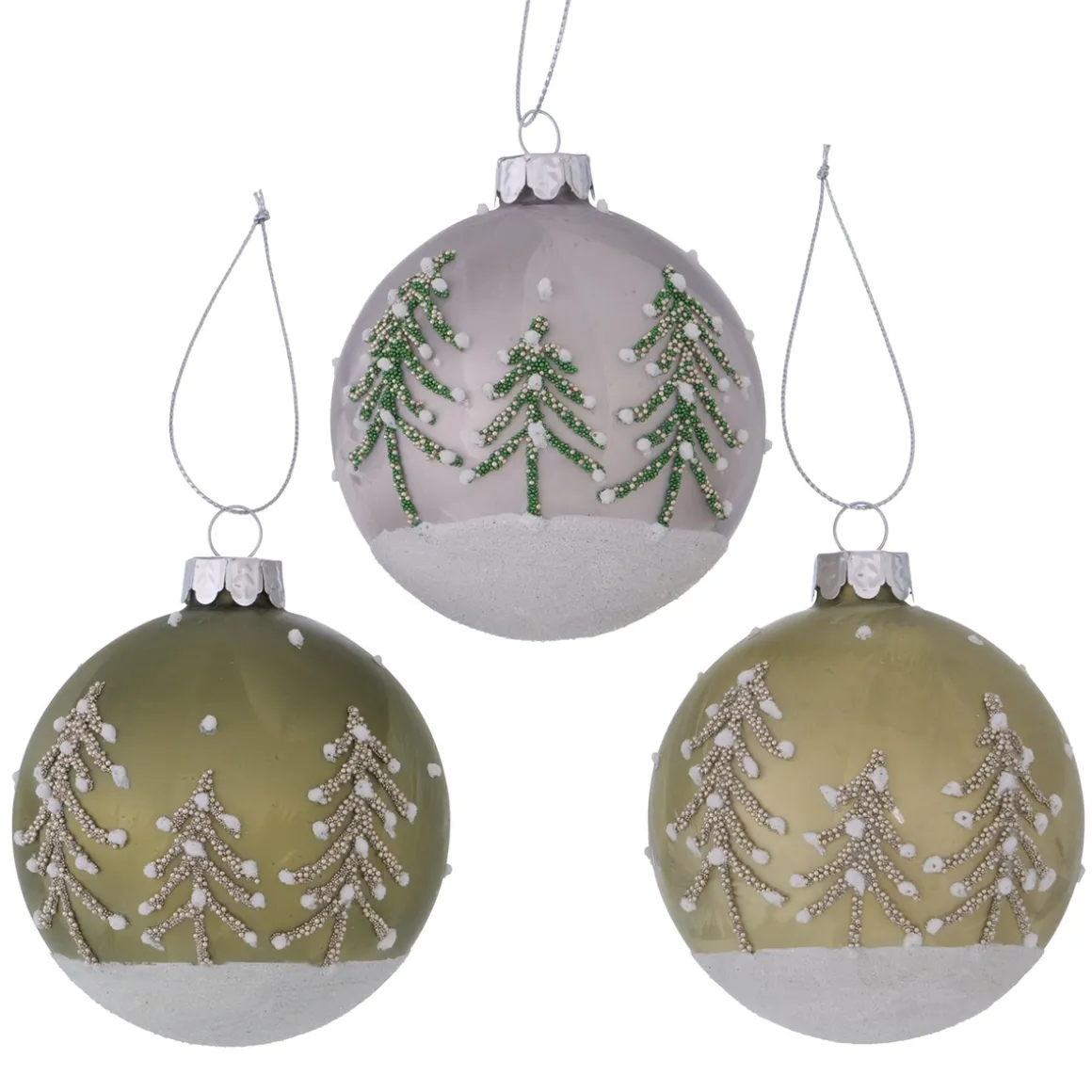 Deko Weihnachtskugeln Tannenbaum Deleo, beschneite und geeiste Perlenbäume, Boltze Home Collection