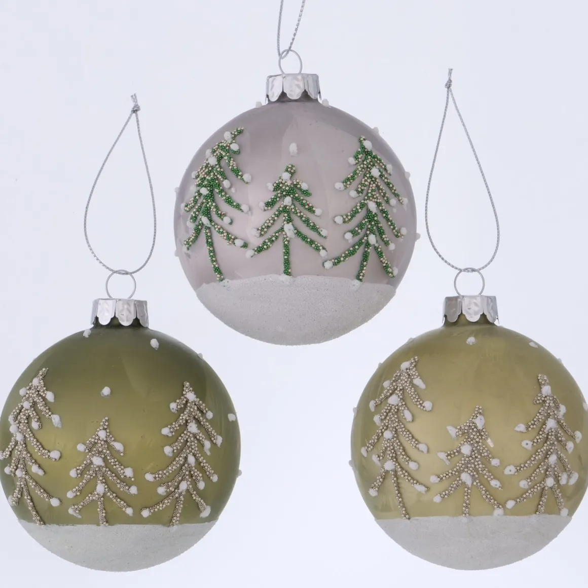 Deko Weihnachtskugeln Tannenbaum Deleo, beschneite und geeiste Perlenbäume, Boltze Home Collection
