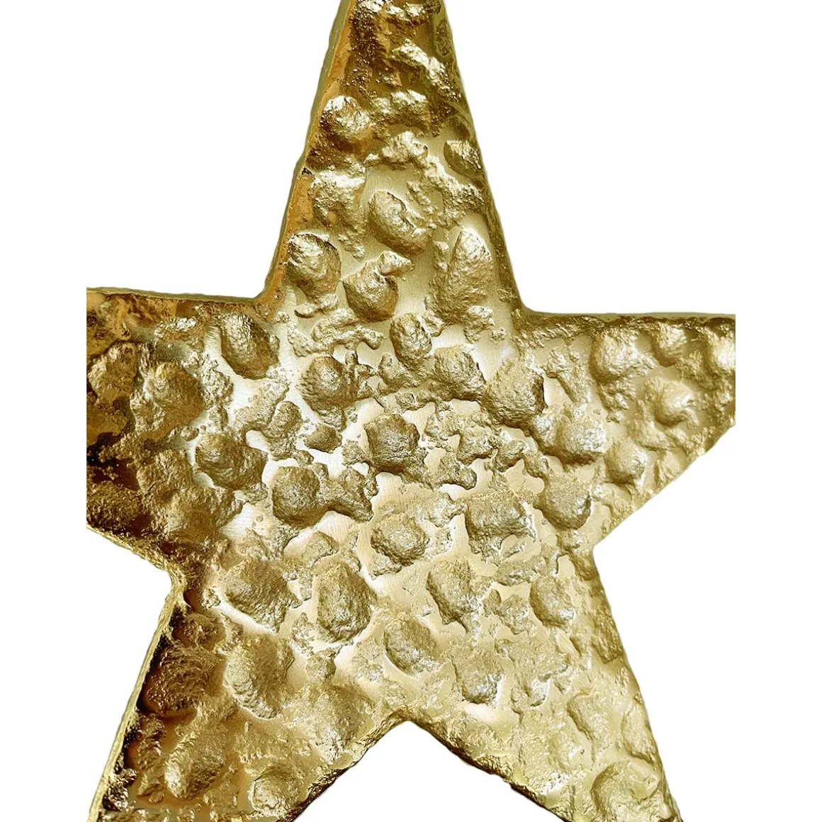 Deko Weihnachtsstern gold beschlagen, Metallstern mit deutlichem Relief auf Holzsockel, 28x28cm, Aufsteller