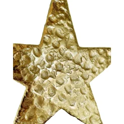 Deko Weihnachtsstern gold beschlagen, Metallstern mit deutlichem Relief auf Holzsockel, 28x28cm, Aufsteller