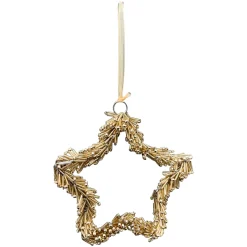 Deko Weihnachtsstern gold, Sternhänger mit länglichen Acrylperlen, 15cm, Hänger