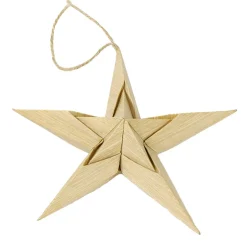 Deko Weihnachtsstern natur, Papierstern in Holzoptik, Ø15cm