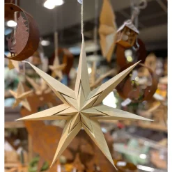 Deko Weihnachtsstern natur, Papierstern in Holzoptik, Ø15cm