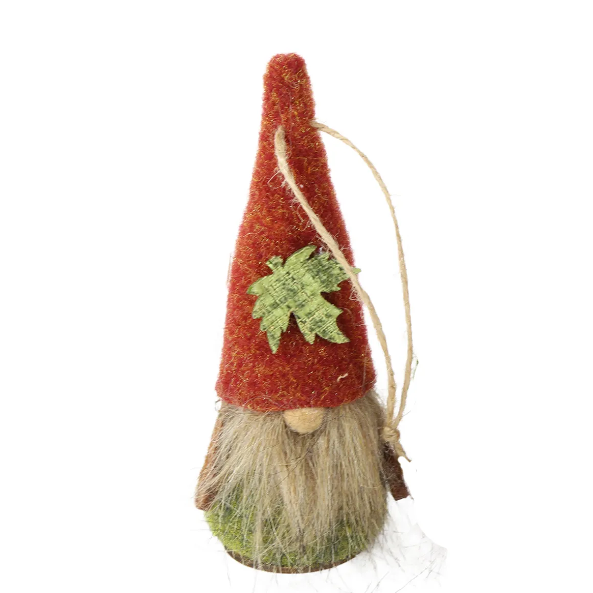 Deko Wichtel Herbst, Filzwichel mit grünem oder braunem Blätter-Hut, 13cm, Hänger