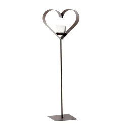 Deko Windlicht Herz Anna, breites Metallherz auf Metallständer, 70cm, WMG Grünberger