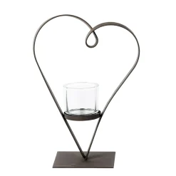 Deko Windlicht Herz Diana, geschwungenes Metallherz auf Fuß, 40cm, WMG Grünberger