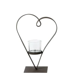 Deko Windlicht Herz Diana, geschwungenes Metallherz auf Fuß, 25cm, WMG Grünberger