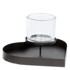 Deko Windlicht Herz Paula, Teelichthalter im Herztablett, 10cm, WMG Grünberger