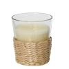 Duftkerze Citronella im Glas, Duftkerze creme im Bastkorb, outdoor, 7x7cm