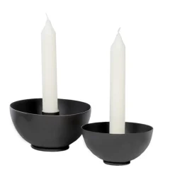 Eisen Windlicht Sirius, Eisenschale mit Stabkerzenhalter, 6x15cm, dunkles grau-schwarz, WMG Grünberger