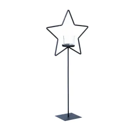 Eisen Windlicht Stern, Weihnachtsstern auf Metallständer, 80cm, WMG Grünberger